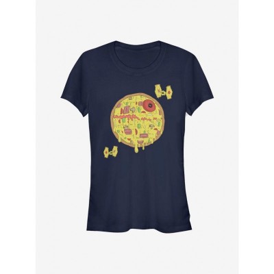 Star Wars Death Pizza Tee for Girls - Lightweight Blue Cotton