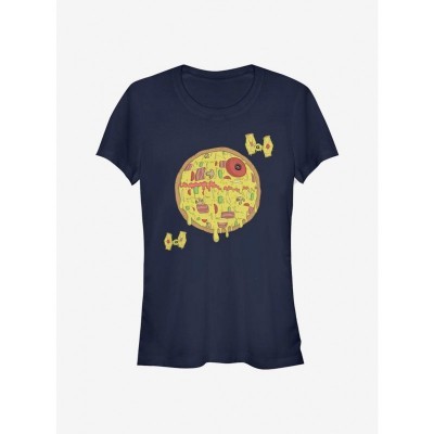 Star Wars Death Pizza Tee for Girls - Lightweight Blue Cotton