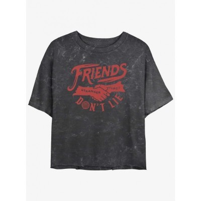 Stranger Things Mineral Wash T-Shirt for Girls - Friends Don't Lie