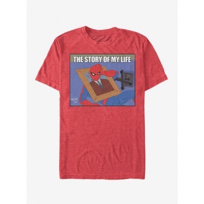 Marvel Men's Cotton Spider-Man Life Story Red T-Shirt
