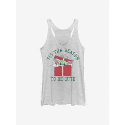 The Mandalorian Child 'Tis The Season Junior Girls White Tank Top