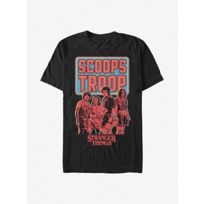 Stranger Things Scoops Troop Red Graphic Tee - Soft Black Unisex