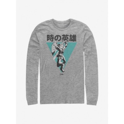 The Legend of Zelda Hero of Time Grey Long-Sleeve T-Shirt for Men
