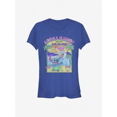 Disney Lilo & Stitch Girls T-Shirt - Explore The Islands in BLUE