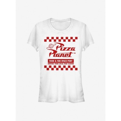 Disney Toy Story Pizza Planet T-Shirt for Girls - White Lightweight Cotton
