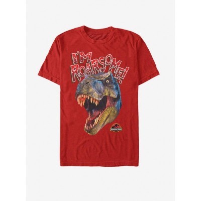 Jurassic Park Roarsome Men's T-Shirt - Red Cotton