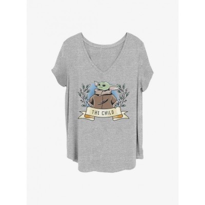 Star Wars Mandalorian Child Banner Plus Size T-Shirt for Girls - Grey