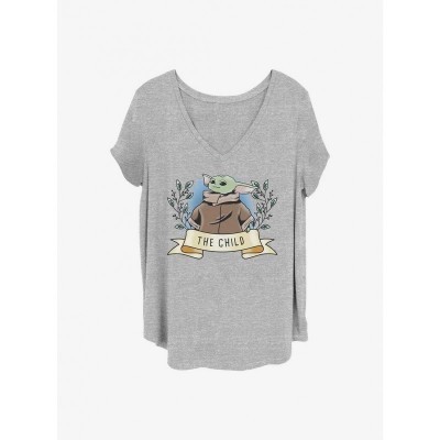 Star Wars Mandalorian Child Banner Plus Size T-Shirt for Girls - Grey