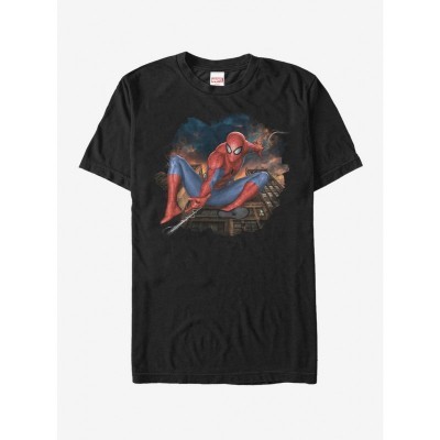 Marvel Black Web Leap T-Shirt for Men - Spider-Man Theme