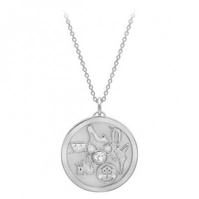 Disneyland Medallion Necklace in Sterling Silver with Cubic Zirconia by CRISLU