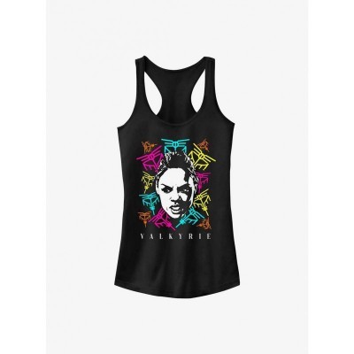 Marvel Girls' Valkyrie Logo Love and Thunder Tank Top - Black
