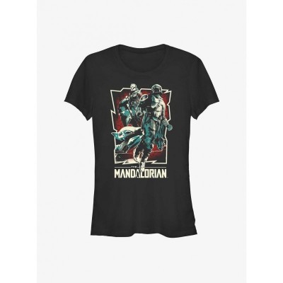 Mandalorian Grunge Style T-Shirt for Girls - Black Cotton Tee