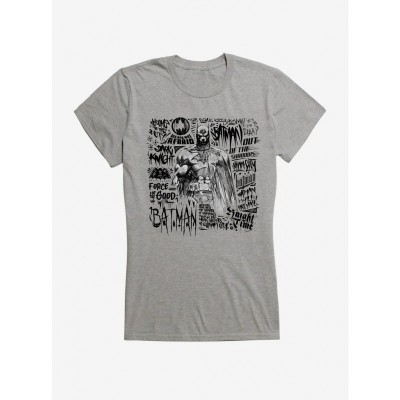 Batman Sketch T-Shirt for Girls in Grey