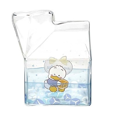 Pekkle Adorable Kawaii Glass Milk Carton Cup for Milk Lovers