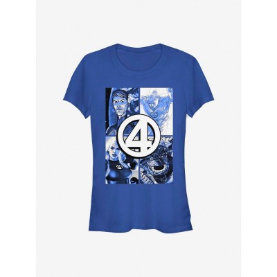 Marvel Girls T-Shirt - Fantastic Four Straight Box Design - Blue