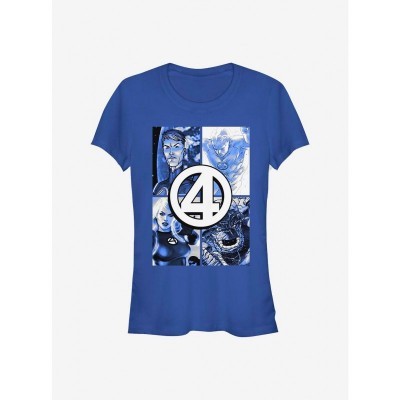 Marvel Girls T-Shirt - Fantastic Four Straight Box Design - Blue