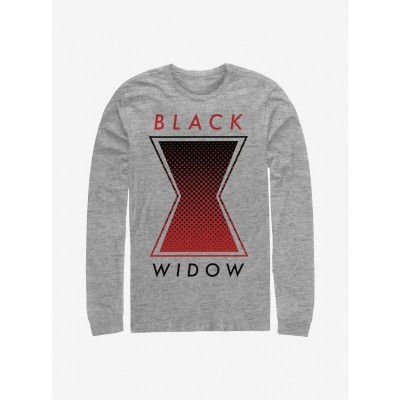 Marvel Black Widow Halftone Symbol Long Sleeve Tee - Men's Grey