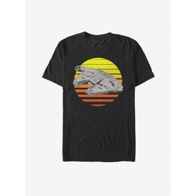 Star Wars The Last Jedi Millennium Falcon Sunset Black T-Shirt