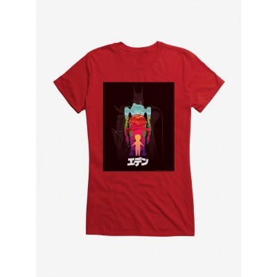 Eden Robot Outline Logo T-Shirt for Girls - Red