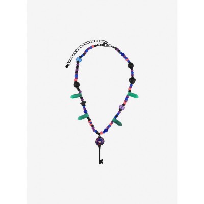Coraline Multi-Color Crystal Beaded Choker with Key Pendant