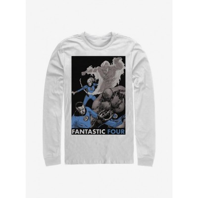 Marvel Long-Sleeve T-Shirt for Men - Fantastic Four White Cotton Tee