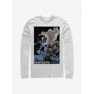 Marvel Long-Sleeve T-Shirt for Men - Fantastic Four White Cotton Tee