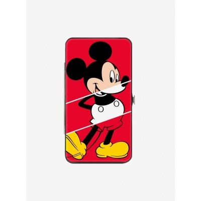Disney Mickey Mouse Classic Pose Stripe Hinged Wallet for Adults