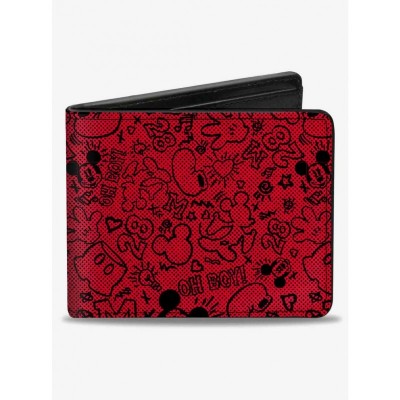 Disney Men's Premium Vegan Leather Mickey Mouse Icon Bifold Wallet