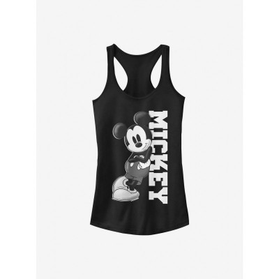 Disney Girls Cotton Mickey Lean Tank Top - Black
