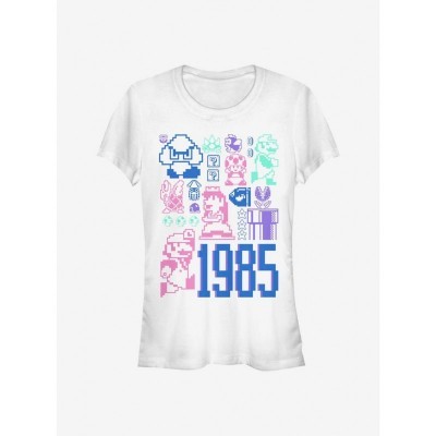 Pastel Mario Mix T-Shirt for Girls - Super Mario White