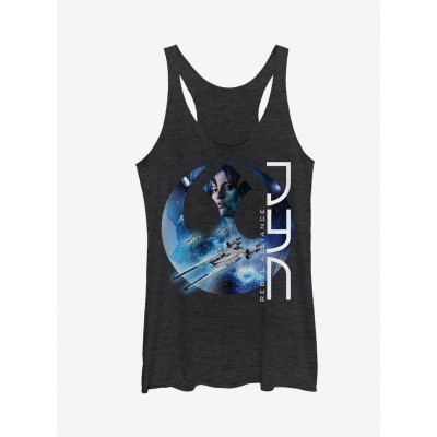 Star Wars Jyn Rogue One Heather Black Racerback Tank for Girls