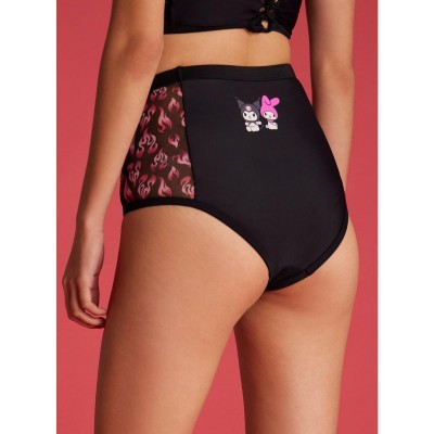 My Melody & Kuromi Flame High-Waisted Swimwear Bottoms for Girls