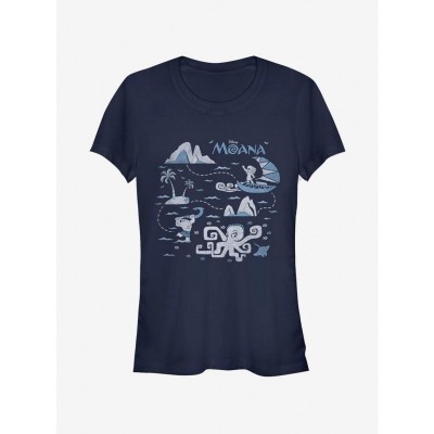Disney Moana Adventure Girls Lightweight T-Shirt - Blue