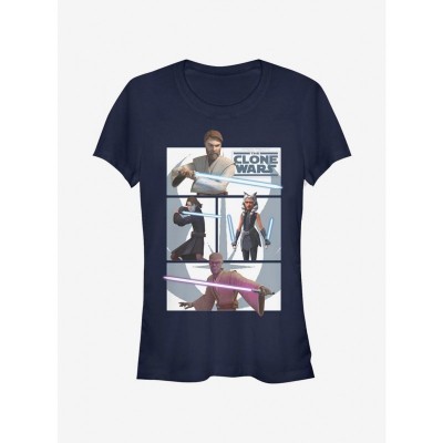 Star Wars Clone Wars Jedi Girls Lightweight T-Shirt - Junior Size, Blue