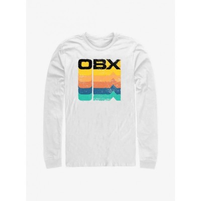 Outer Banks OBX Rainbow Stack Men's Long Sleeve Cotton T-Shirt - White