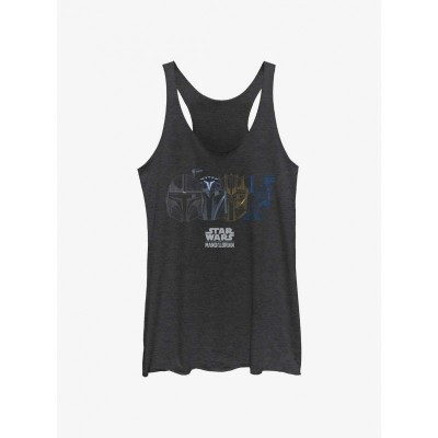 Mandalorian Helmet Logo Tank Top for Girls - Black
