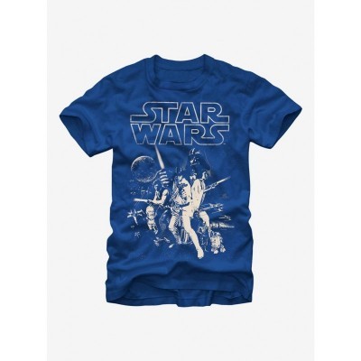 Classic Star Wars Poster T-Shirt - Grey for Unisex