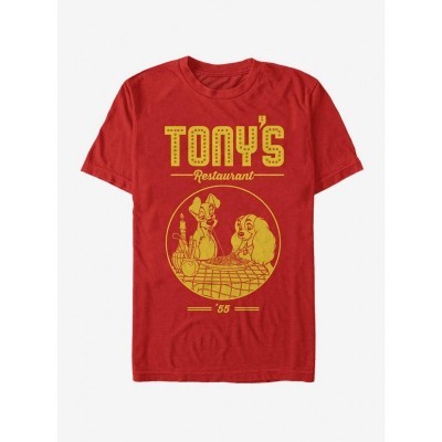 Disney T-Shirt for Men - Lady And The Tramp Tony's Restaurant - Red