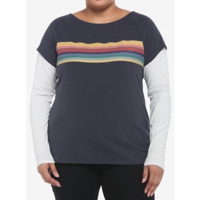 Her Universe Thirteenth Doctor Rainbow Stripe Long Sleeve Tee for Girls