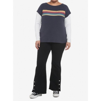Her Universe Thirteenth Doctor Rainbow Stripe Long Sleeve Tee for Girls