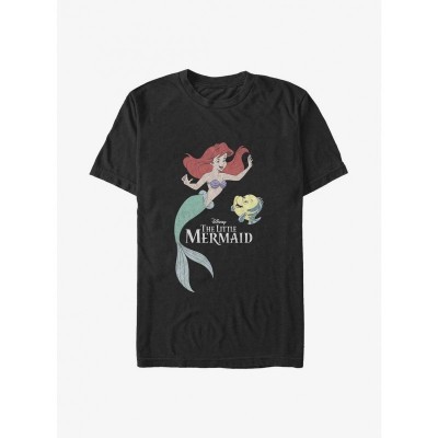 Disney T-Shirt with Little Mermaid Sea Friends - Ariel & Flounder - Men's Big & Tall - Black