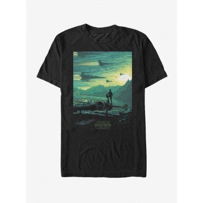 Star Wars Unisex T-Shirt: Poe X-Wing Sunset Design - Black