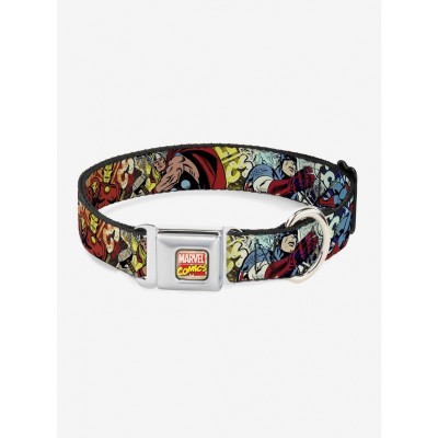 Marvel Avengers Superhero Action Poses Splatter Seatbelt Dog Collar
