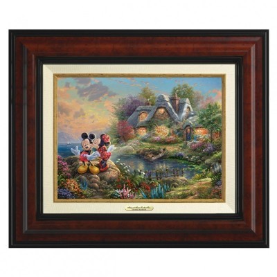 Mickey and Minnie Sweetheart Cove Canvas by Thomas Kinkade Studios - Elegantly Framed Art